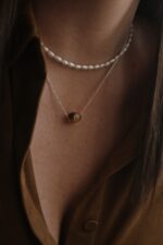 Brown agate - επίχρυσο κολιέ - Image 2